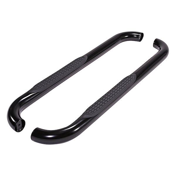 Trailfx With Step Pads, 3" Round Bent, Powder Coated, Black, Steel